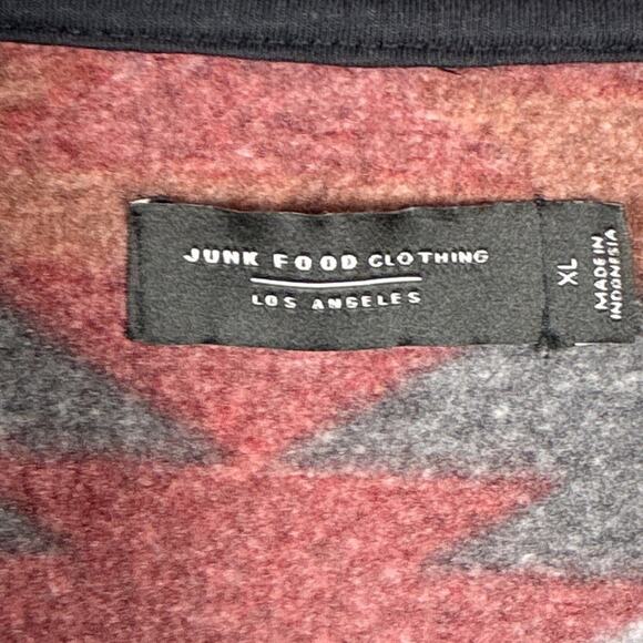 Junk Food Cardigan Sweater Mens XL Gray Red Fleece Aztec Southwestern Western - Picture 8 of 10